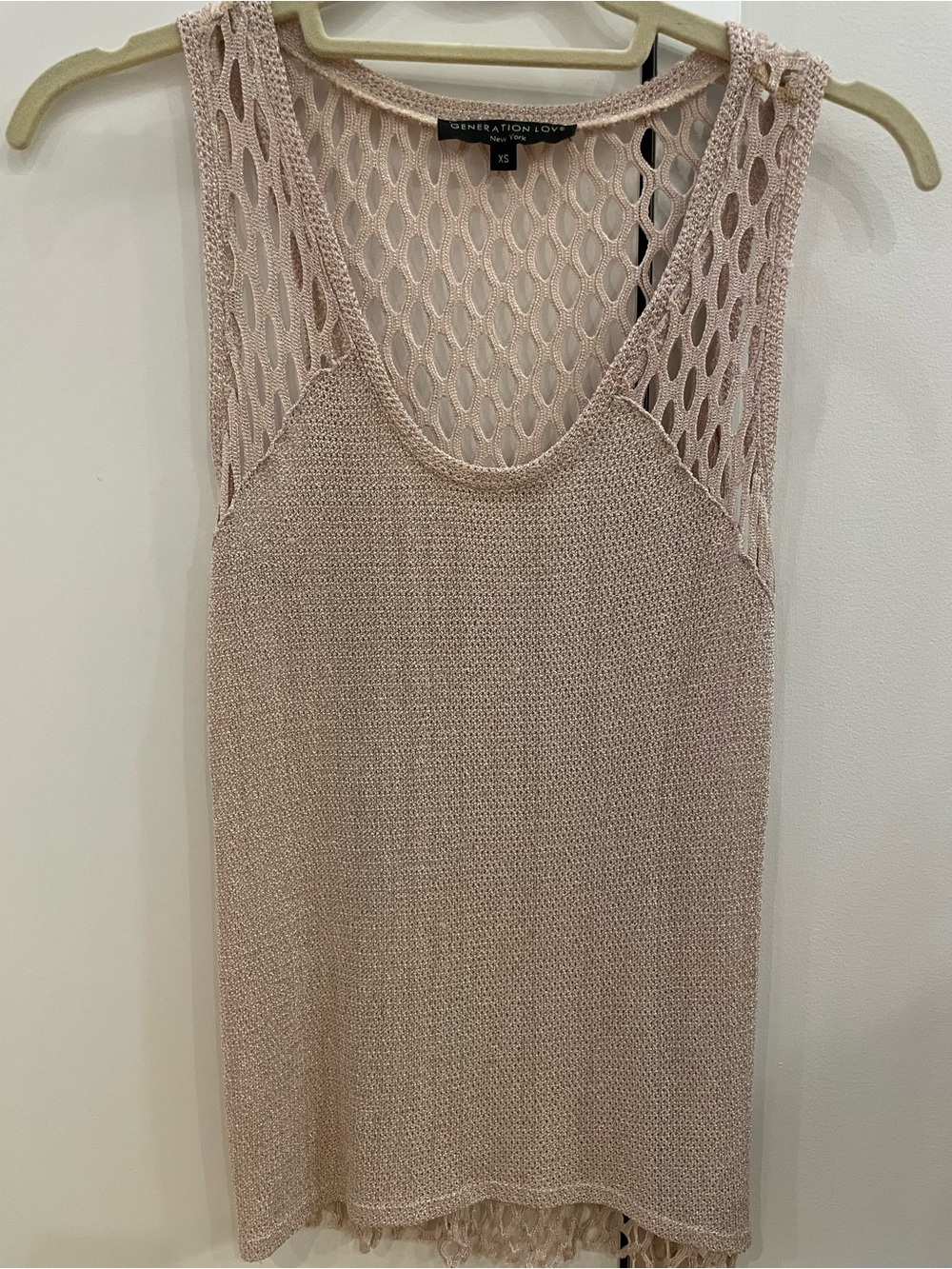 Generation Love Open Mesh Sleeveless Knit Top in Light Blush